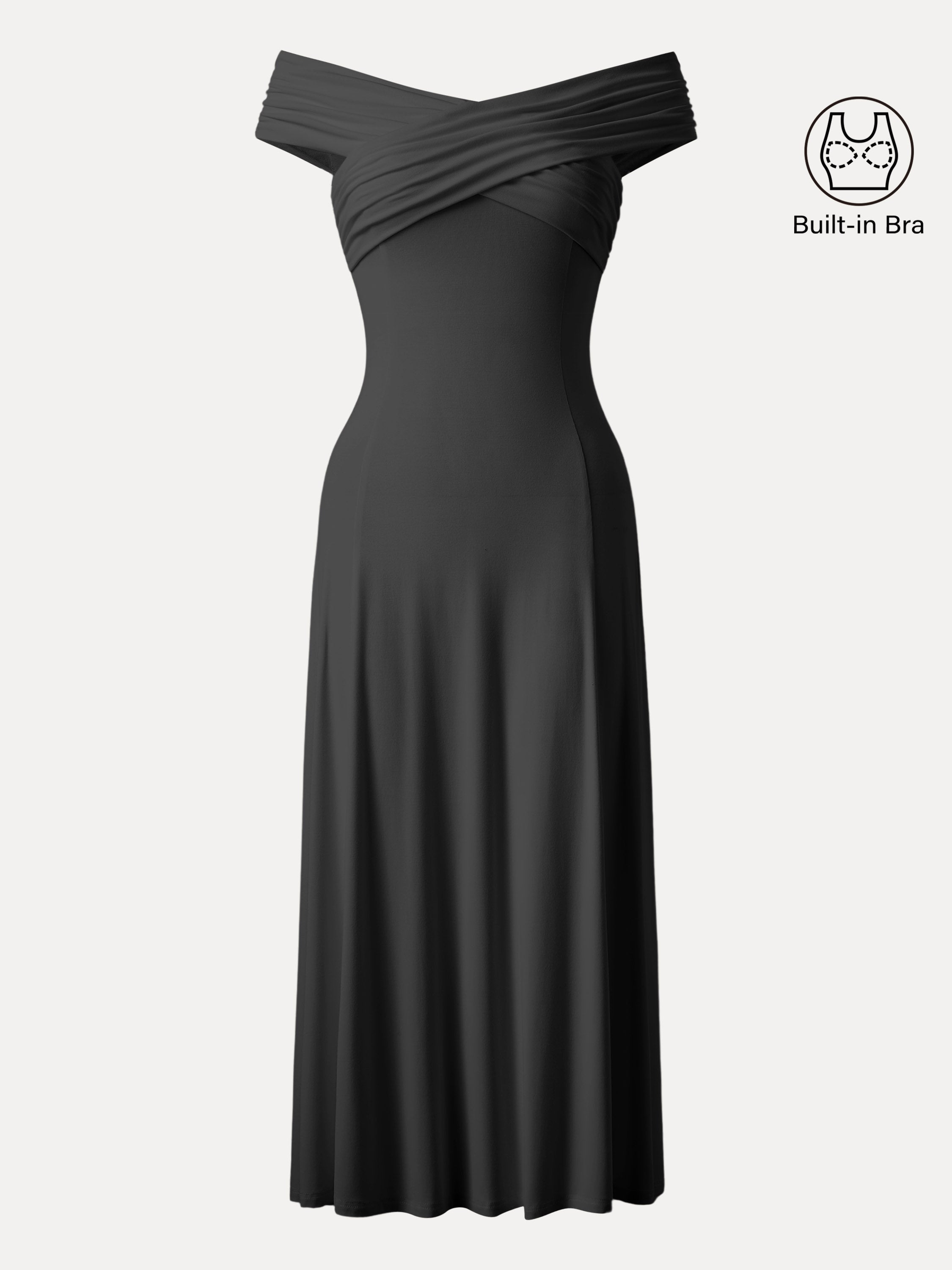 Flowy Criss Cross Off-shoulder Midi Brami Dress