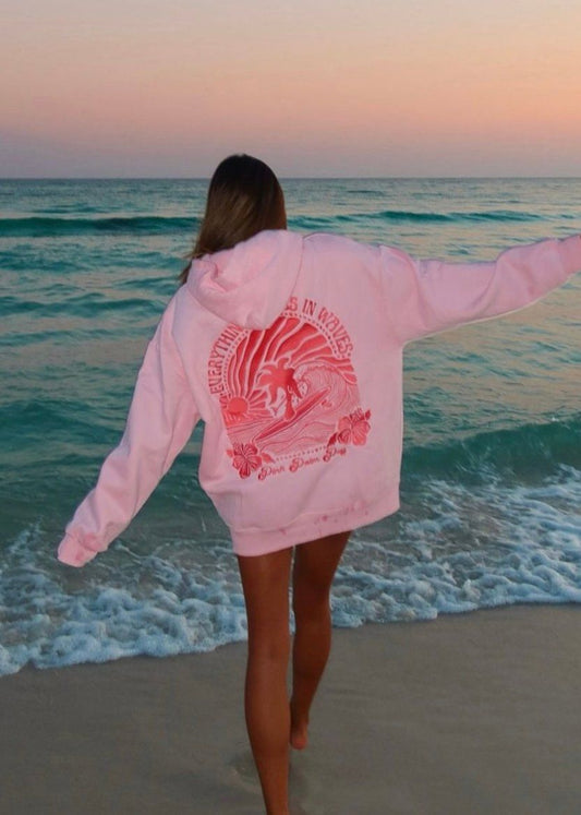 PALM PUFF HOODIE ----"EVERYTHING COMES IN WAVES"