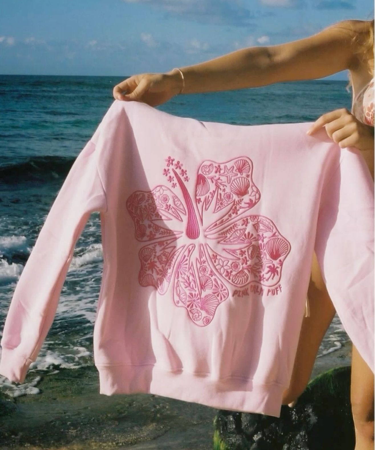 PALM PUFF HOODIE --- "HIBISCUS"