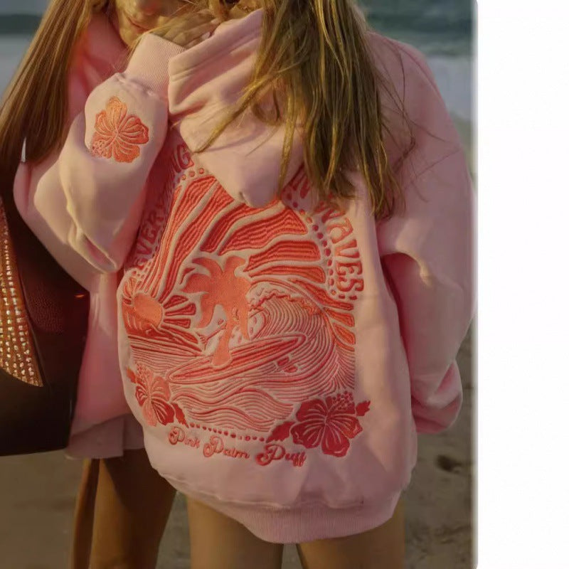 PALM PUFF HOODIE ----"EVERYTHING COMES IN WAVES"