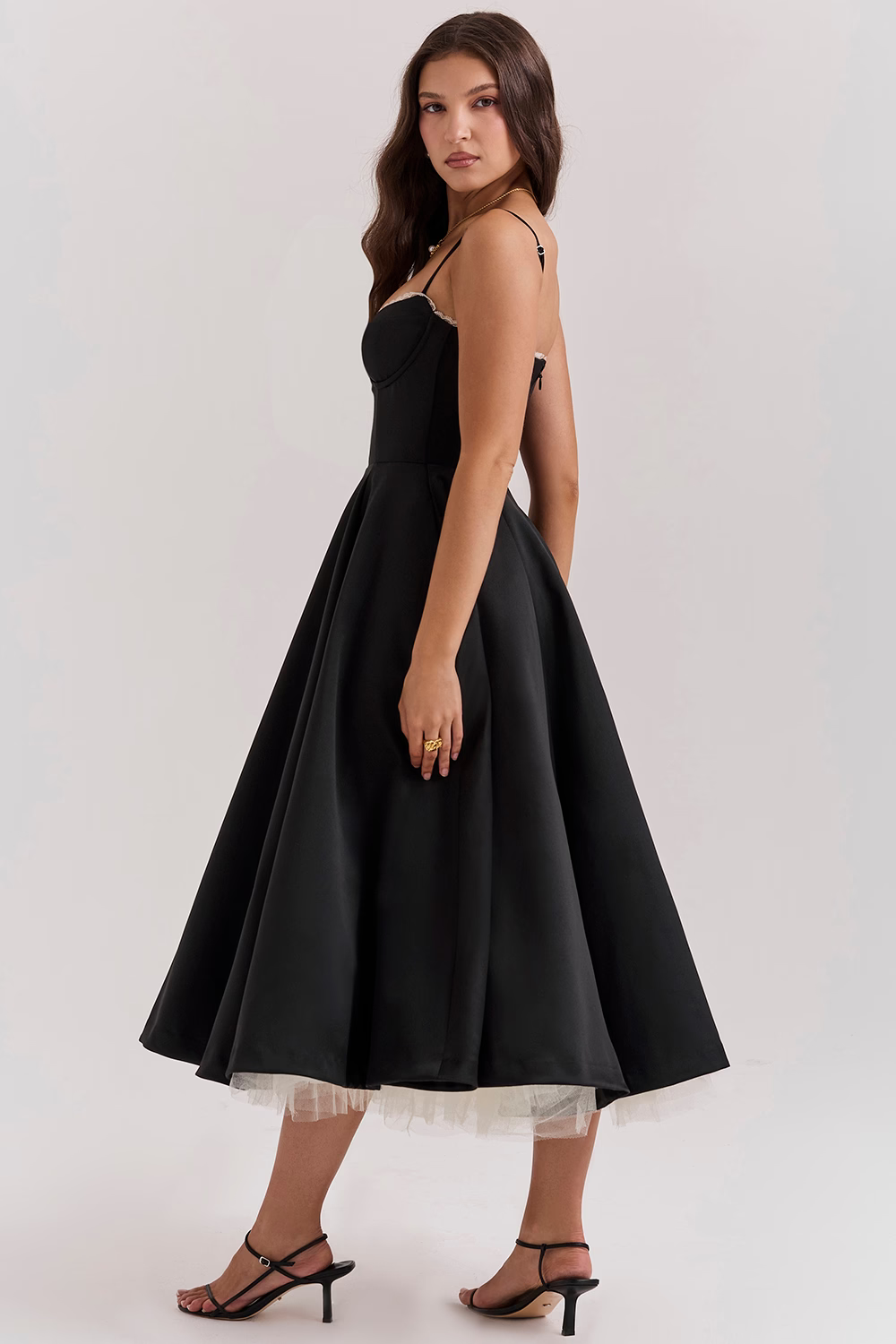 Luce - Satin Tulle Midi Dress