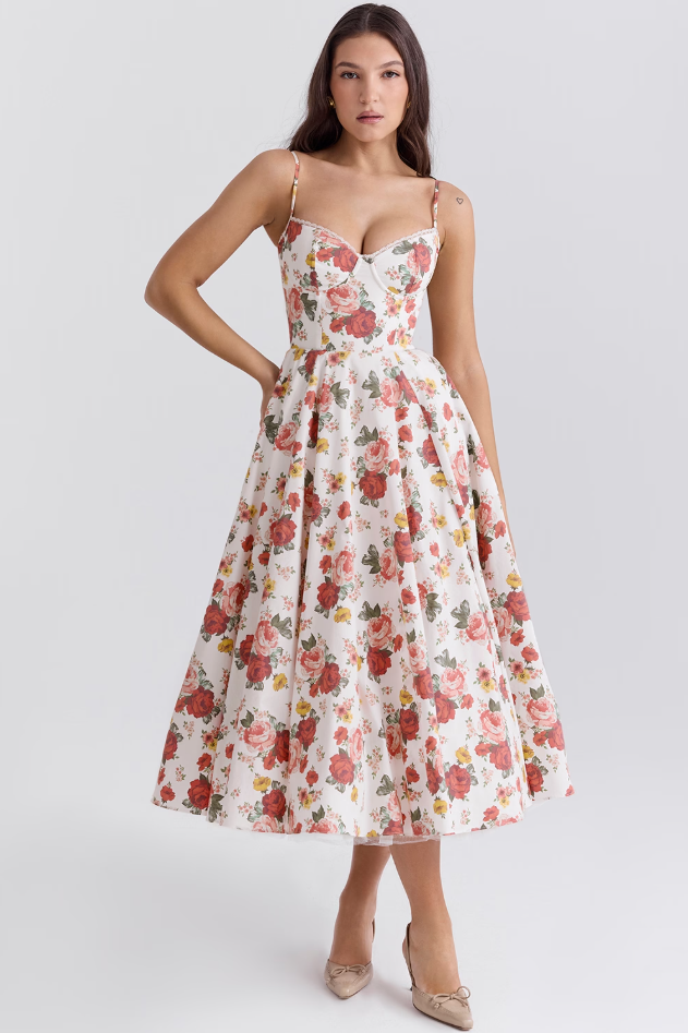 Luce - Satin Tulle Midi Dress