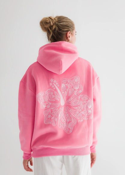 PALM PUFF HOODIE --- "HIBISCUS"