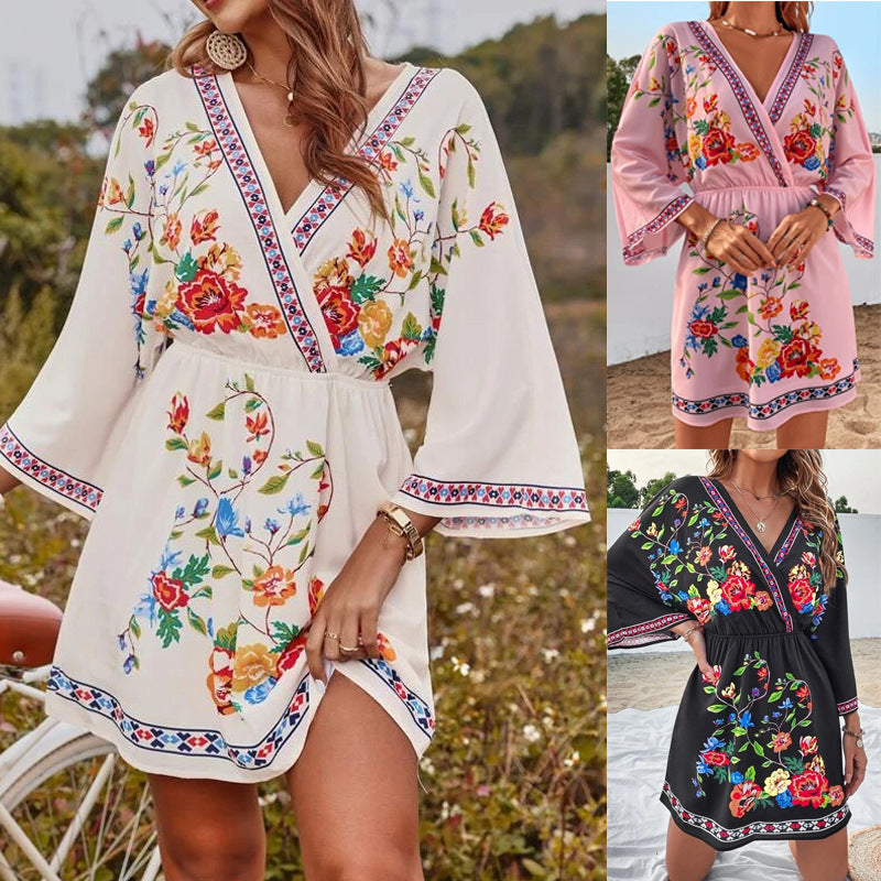 Geo Tropics Short Sleeve Straight Leg Romper