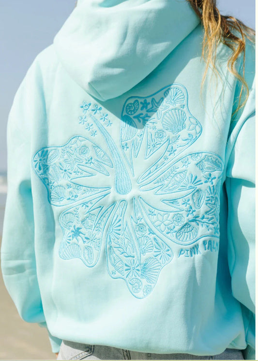 PALM PUFF HOODIE --- "HIBISCUS"