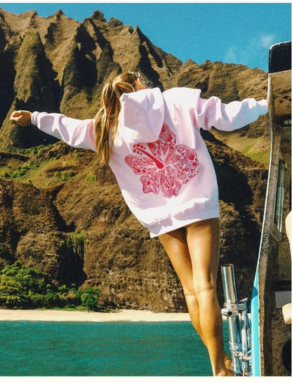 PALM PUFF HOODIE --- "HIBISCUS"