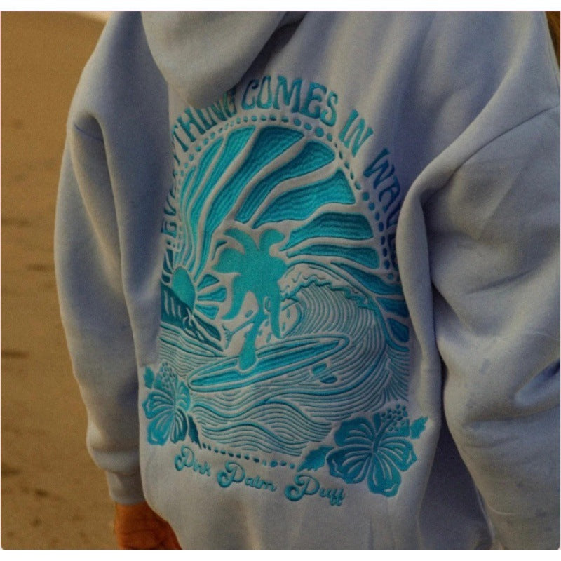 PALM PUFF HOODIE ----"EVERYTHING COMES IN WAVES"