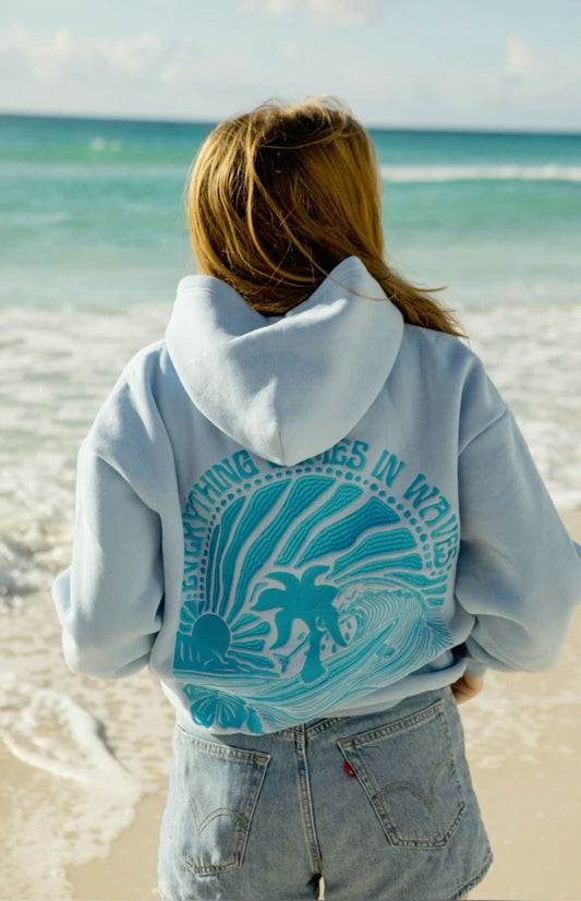 PALM PUFF HOODIE ---- "EVERYTHING COMES IN WAVES"