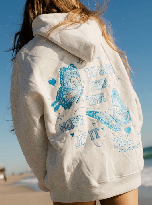 PALM PUFF HOODIE --- "TO LIVE FOR THE HOPE OF IT ALL"